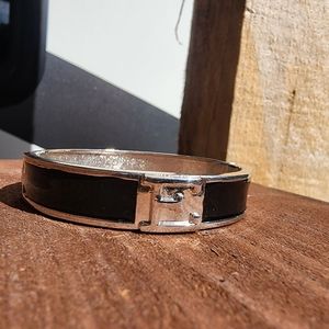 Black and silver initial E bracelet